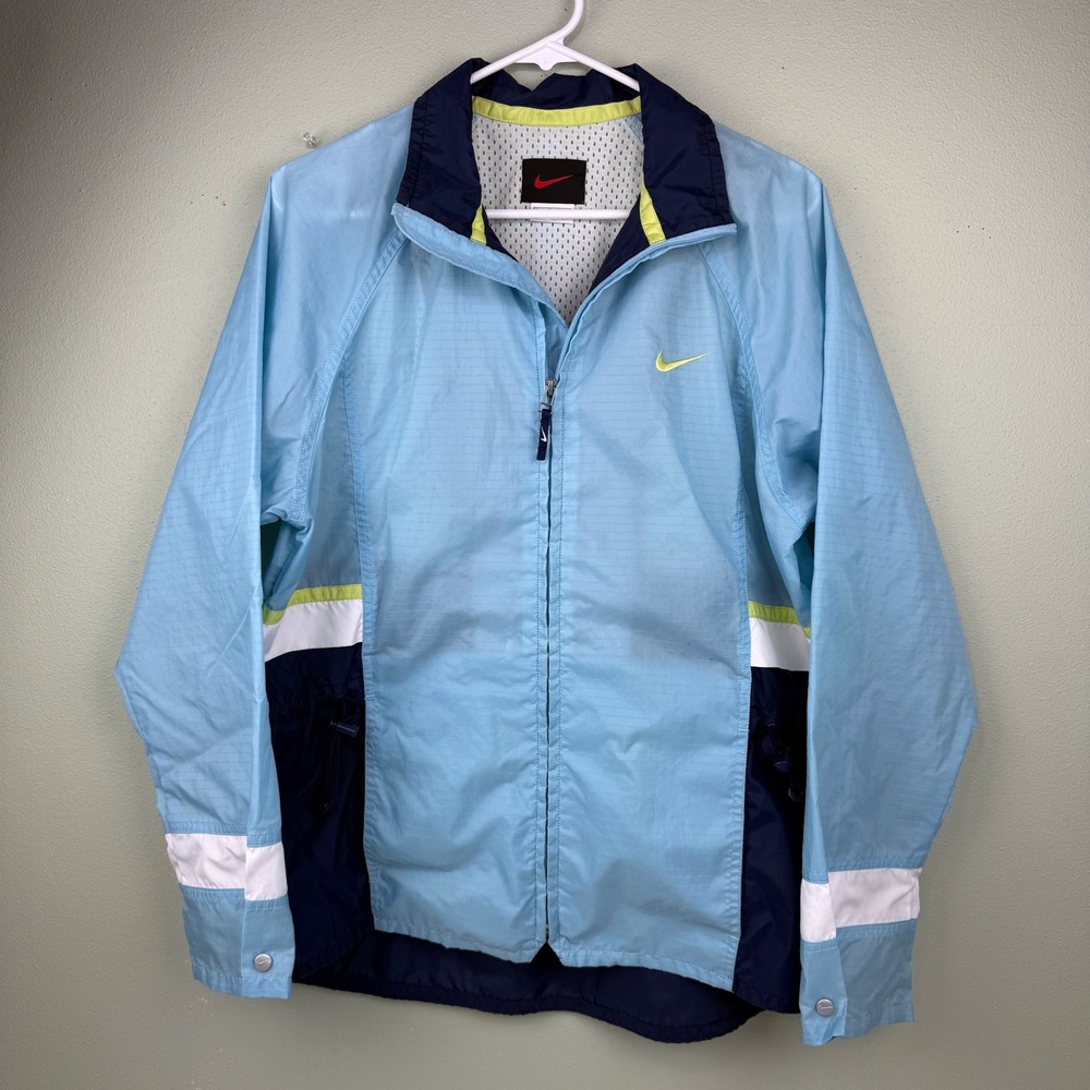 Nike‎ Womens Windbreaker Jacket Blue Navy Full Zip Mesh Lined Size Medium